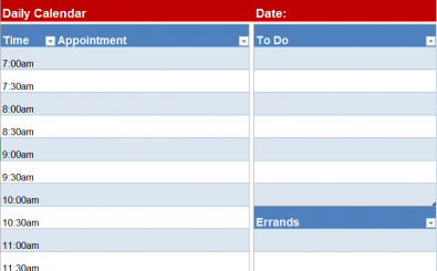Blank Daily Calendar Template Blank Daily Calendar Template