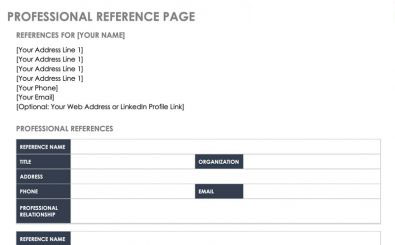 Professional-Reference-Sheet-Template-395×245 Professional Reference Sheet Template